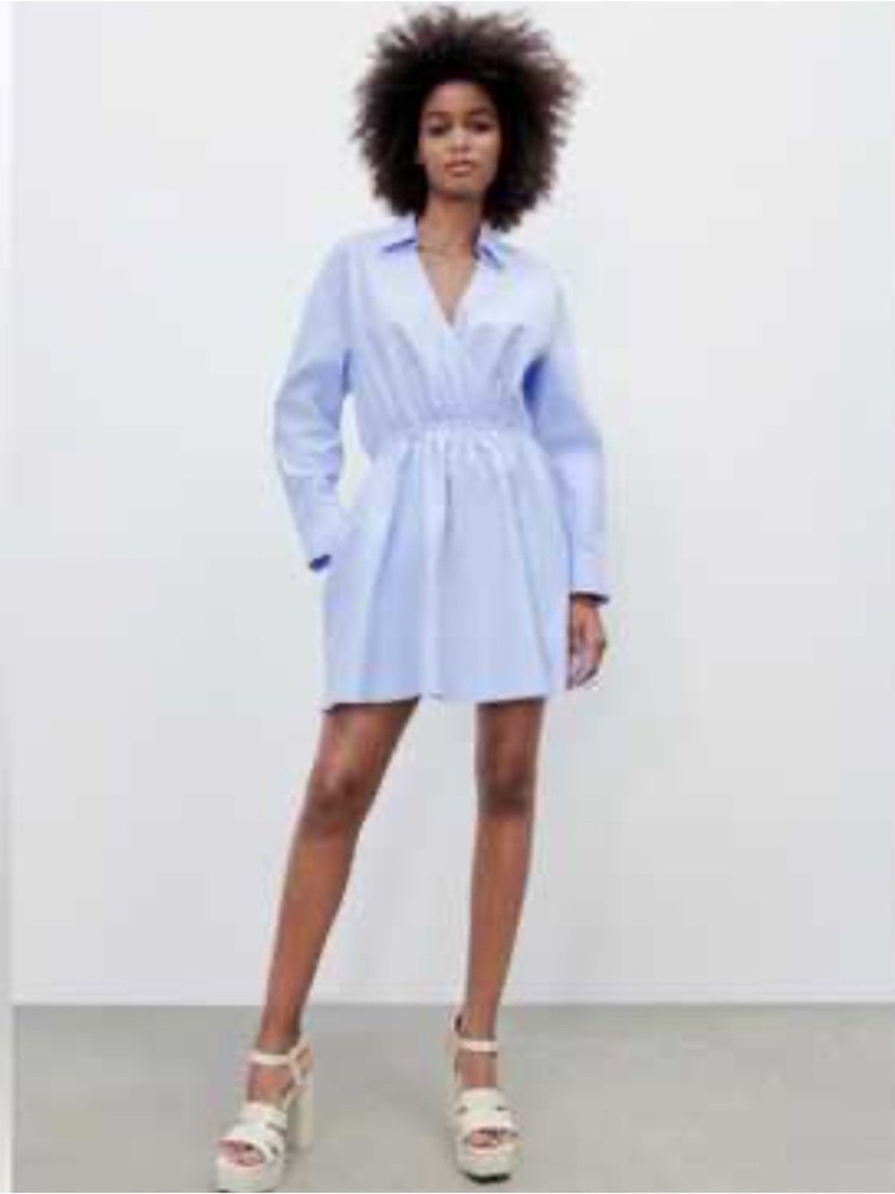 Zara Light Blue Mini Shirt Dress